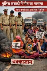 पुलिस कस्टडी में मौत का मामला, थाना प्रभारी सहित 2 आरक्षक निलंबित, परिजनों ने किया चक्काजाम