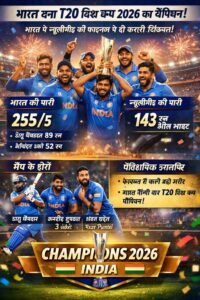 भारत बना T20 विश्व कप 2026 का चैंपियन