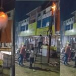 गुलाब टावर के पास विद्युत पोल में लगी भीषण आग, ग्रामीण बने ‘फायर फाइटर’, बड़ा हादसा टला
