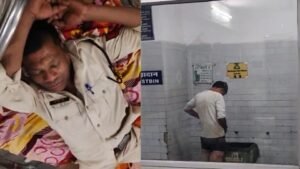 वर्दी का अपमान,कैदी की सुरक्षा में तैनात पुलिसकर्मी नशे में धुत, अस्पताल में अशोभनीय हरकतों का वीडियो वायरल