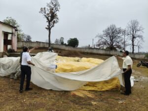 खुले में भीगा गेहूं, जिम्मेदारों पर गिरी गाज,चौफाल उपार्जन केंद्र प्रभारी निलंबित, किसानों के नुकसान की भरपाई के निर्देश