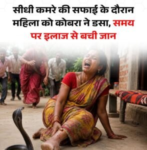 घर में काम करते समय एक महिला को सांप ने डशा